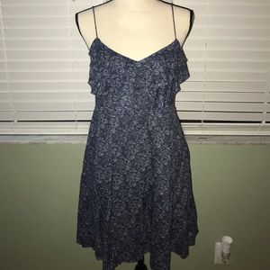 Free People blue ruffled spaghetti strap dress.